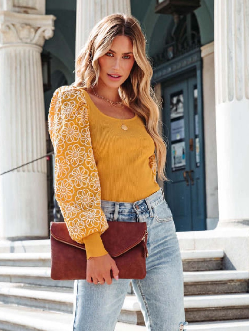 On twelfth crochet puff sleeve sweater from vici